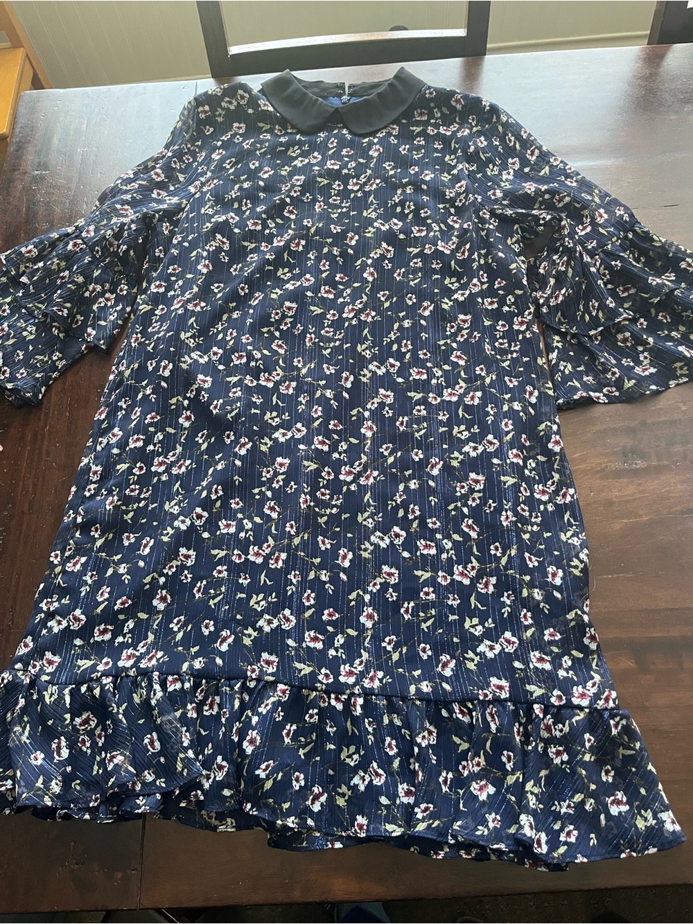 CeCe Navy Dress with Black Collar